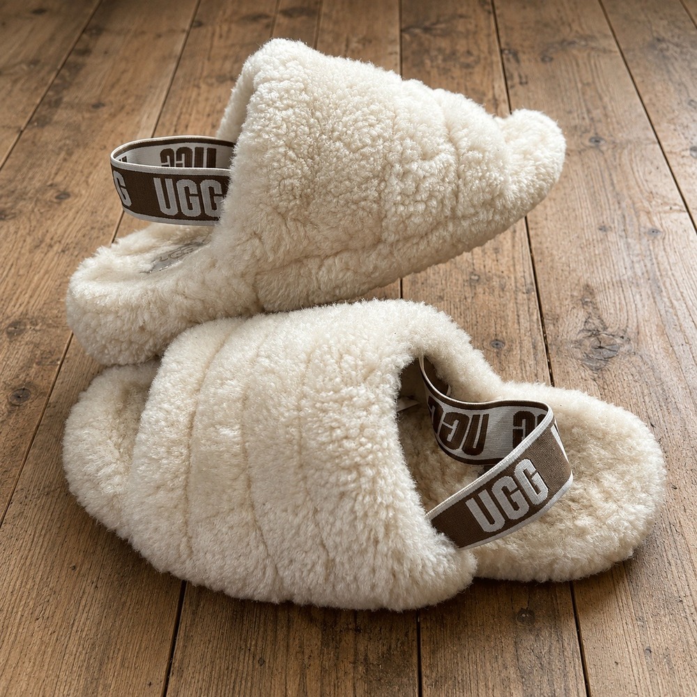 UGG Fluffβ Yeah Slide White Sheepskin Slingback Slipper Boho Lounge 9